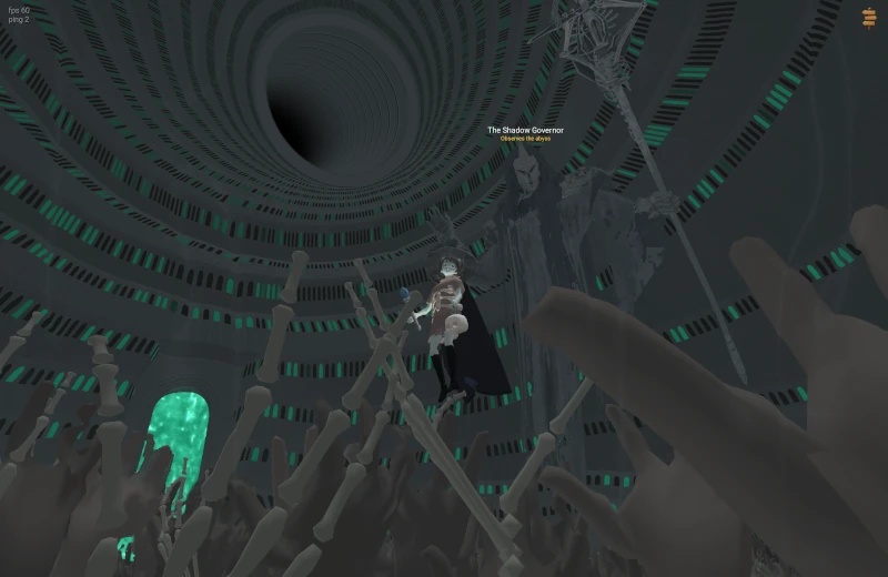 The Shadow Governor towering over skeletal hands in the underworld